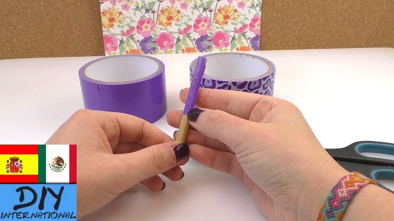 Flor de cinta adhesiva | Decoración para lápices | Ideas para la primavera