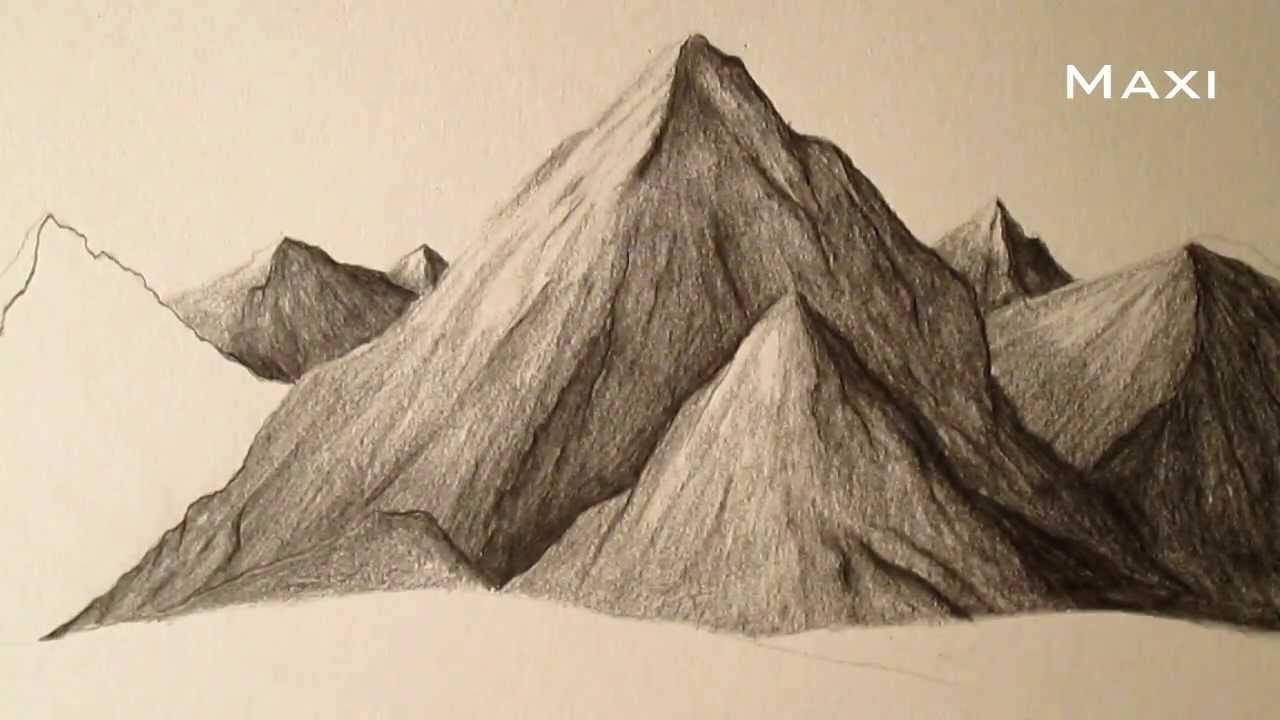 Cómo dibujar montañas a lápiz paso a paso, cómo aprender a dibujar paisajes