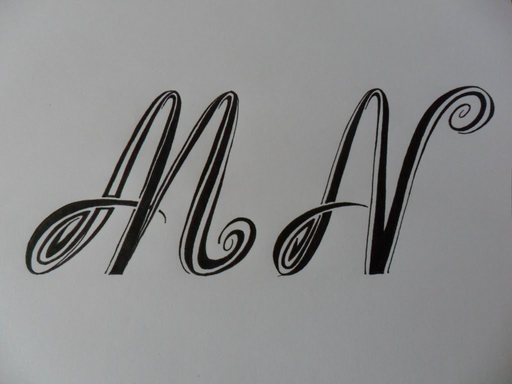 Letras tribales M y N. Bases elementales para dibujar letras tribales.