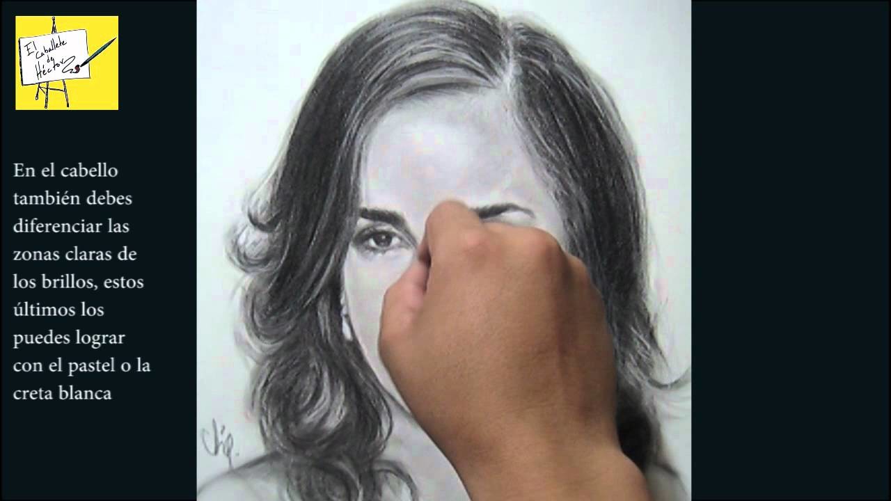 Como dibujar un retrato realista ( parte 2 ) con carbón - Emma Watson - Curso de dibujo
