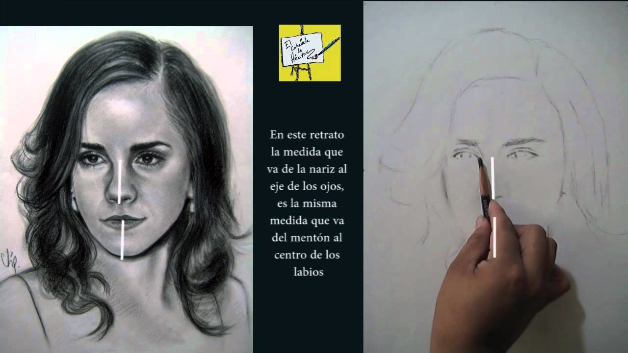 Cómo dibujar un retrato realista ( parte 1 ) con Carbón - Emma Watson - proporciones