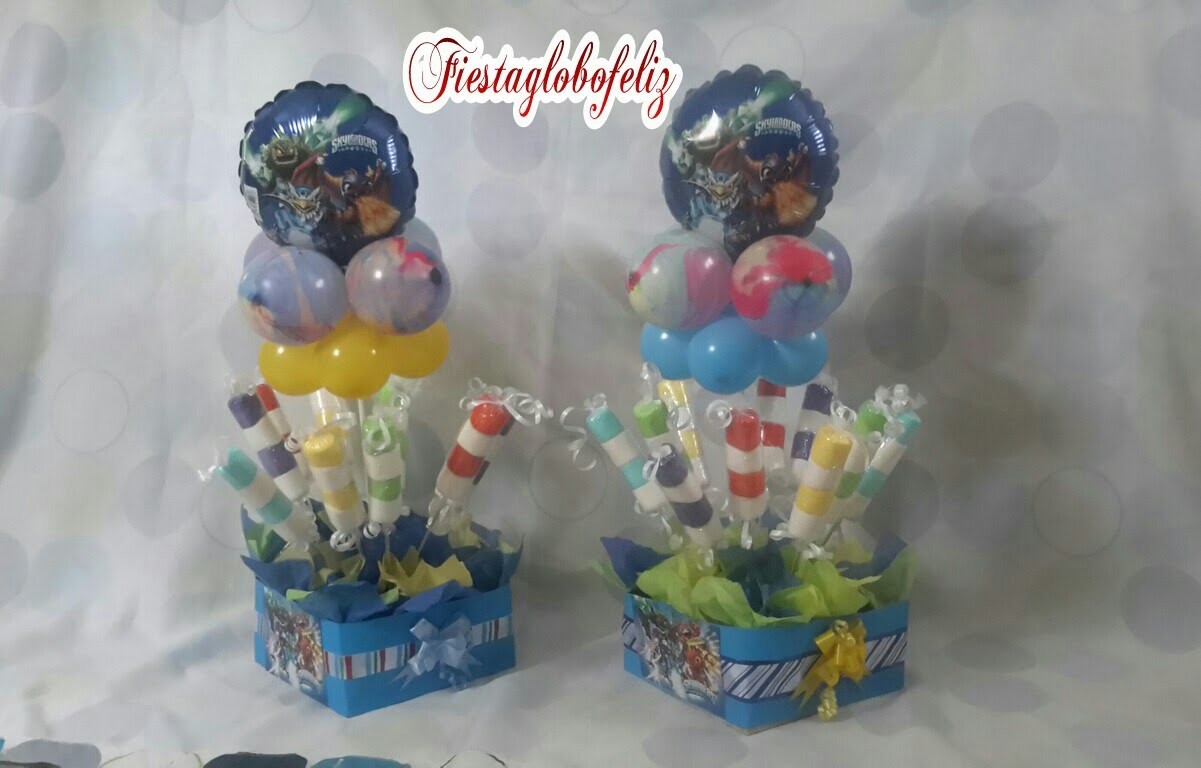 Como hacer un centro de mesa  de skylanders con globos_ centerpiece of skylanders with balloons