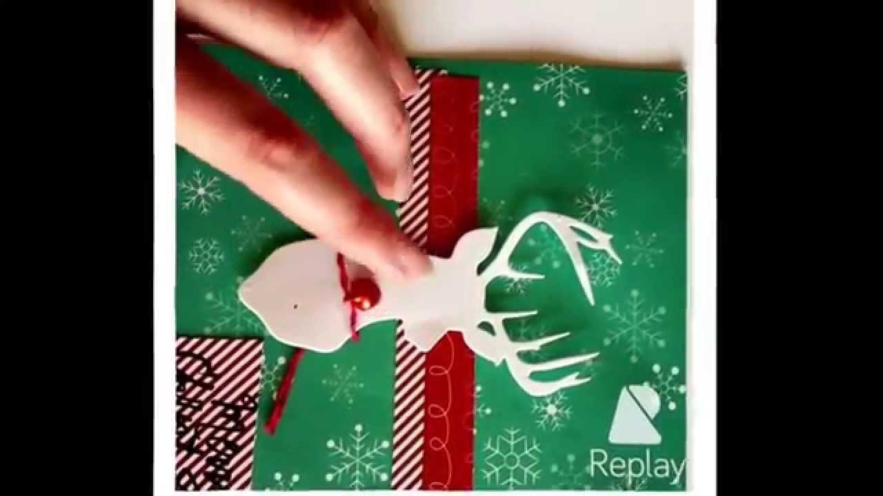 Tarjeta de Navidad con técnicas Scrapbooking, estructura en cascada.