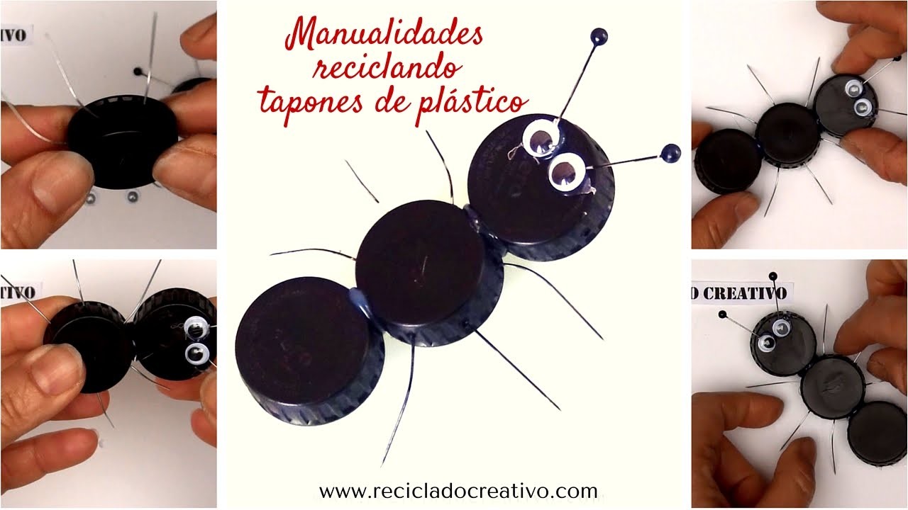 #6 HORMIGAS DIY Manualidades con niños con tapones de plastico reciclados