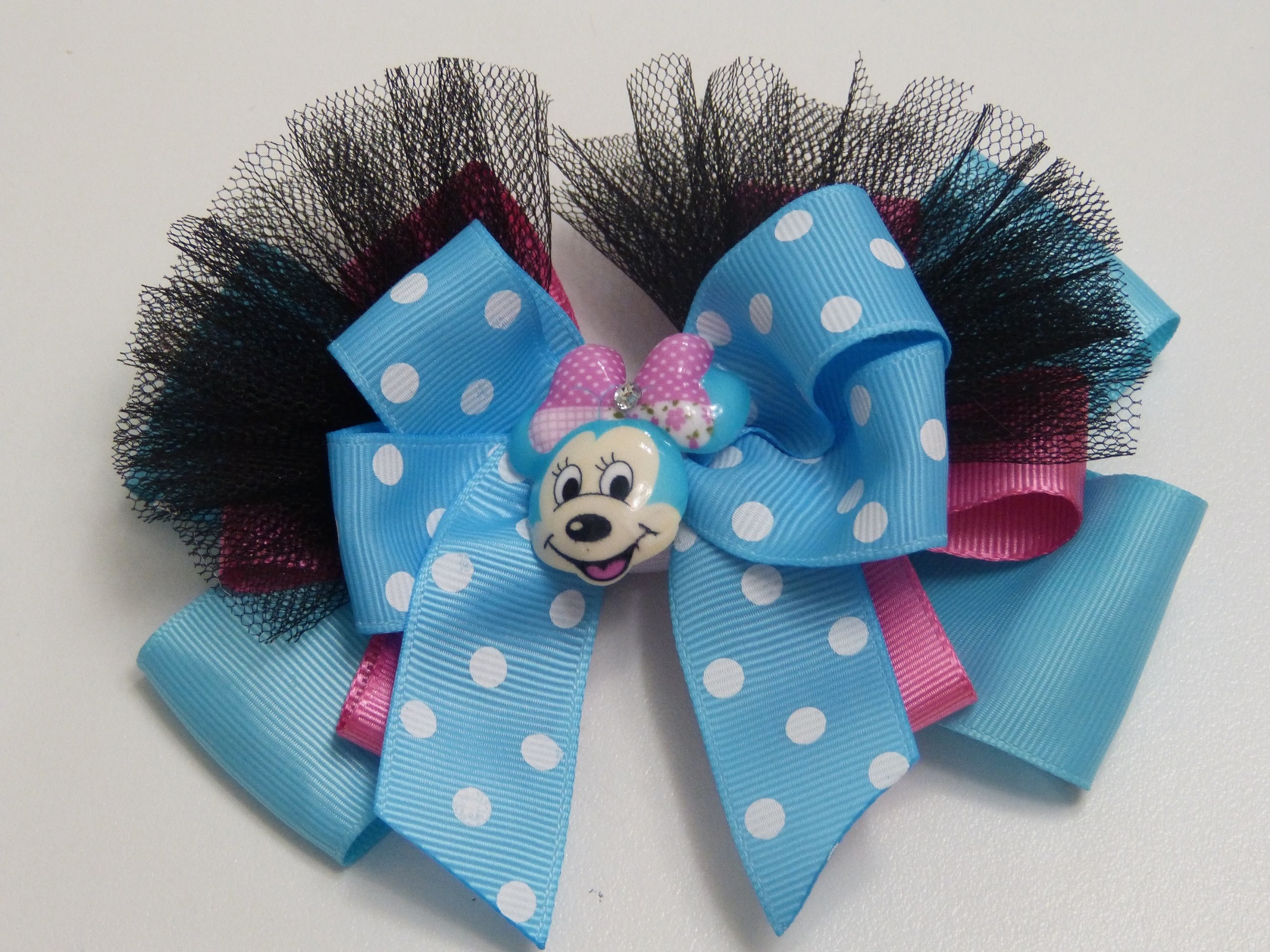 How to Make a Tulle Hair Bow Minnie Mouse, Lazo, moño facil para Niñas