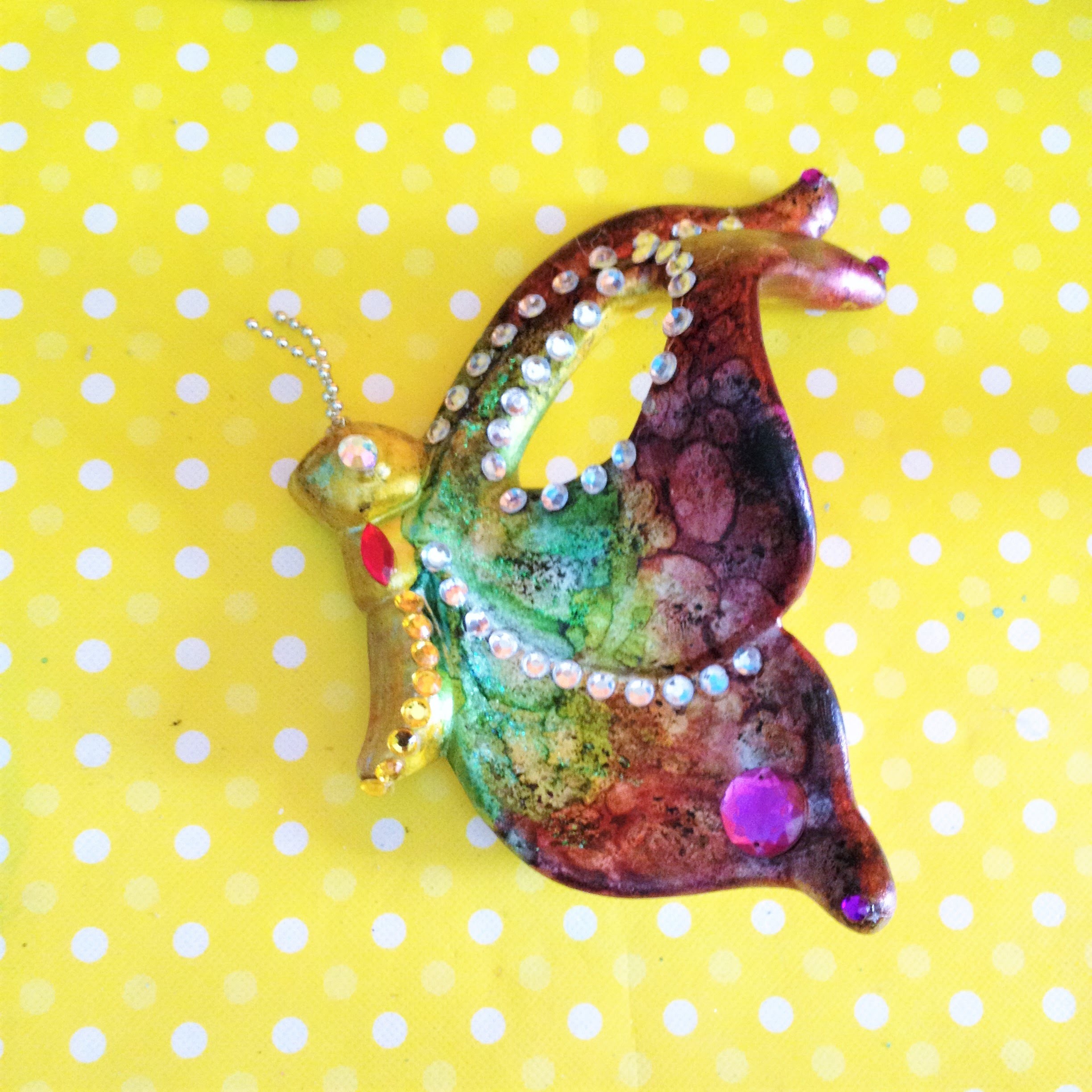 DIY pinta ceramica mariposas, halos, tintas, caparazon de tortuga painted ceramic butterflies