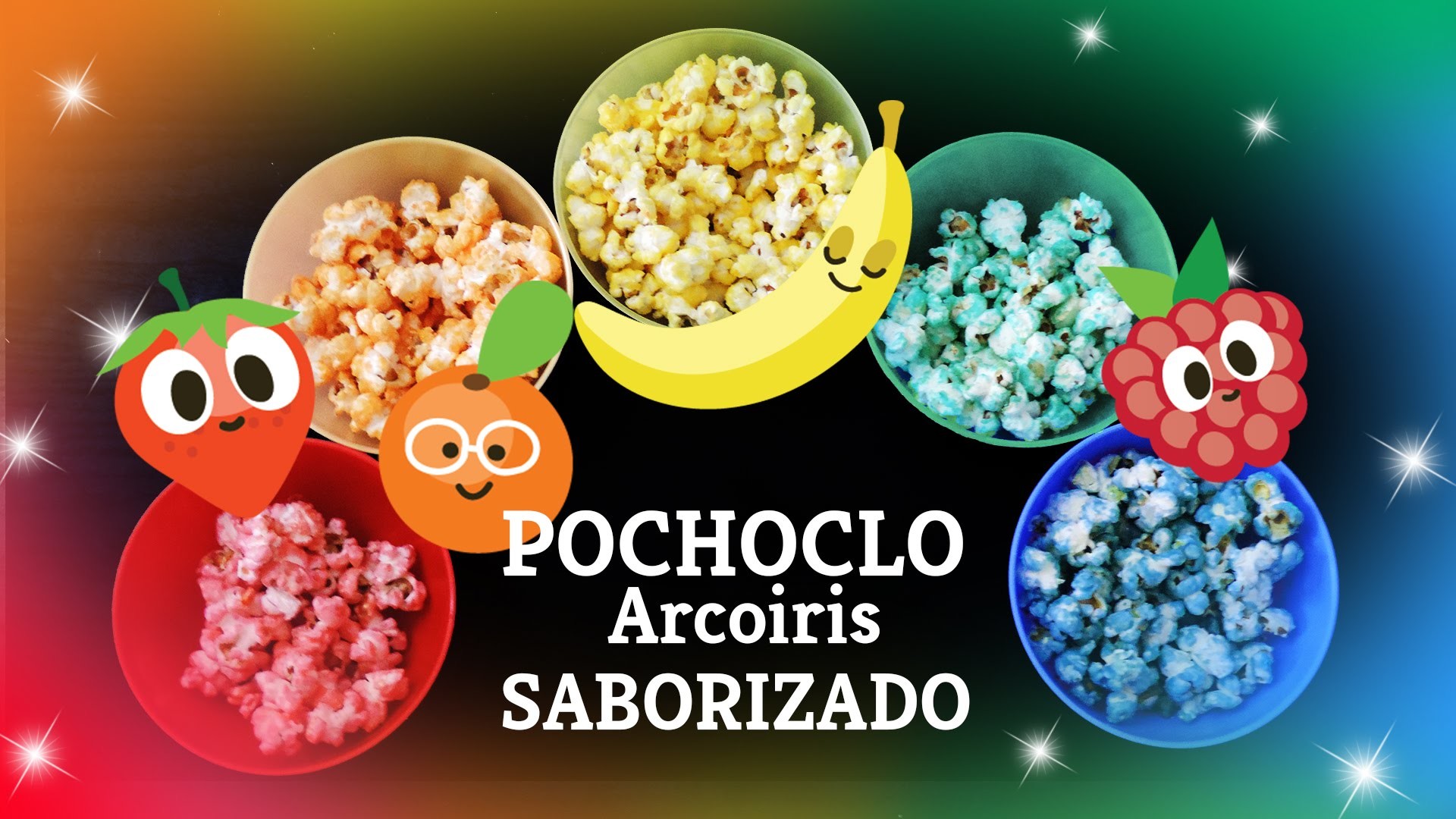 Pochoclos Arcoiris Saborizados frutales. Rainbow fruit flavored popcorn