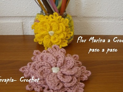 Flor Marina a crochet muy facil.  tutorial paso a paso. LanaTerapia