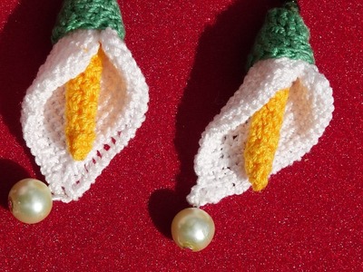 Aretes o pendientes a crochet. how to crochet calla lily flower earings