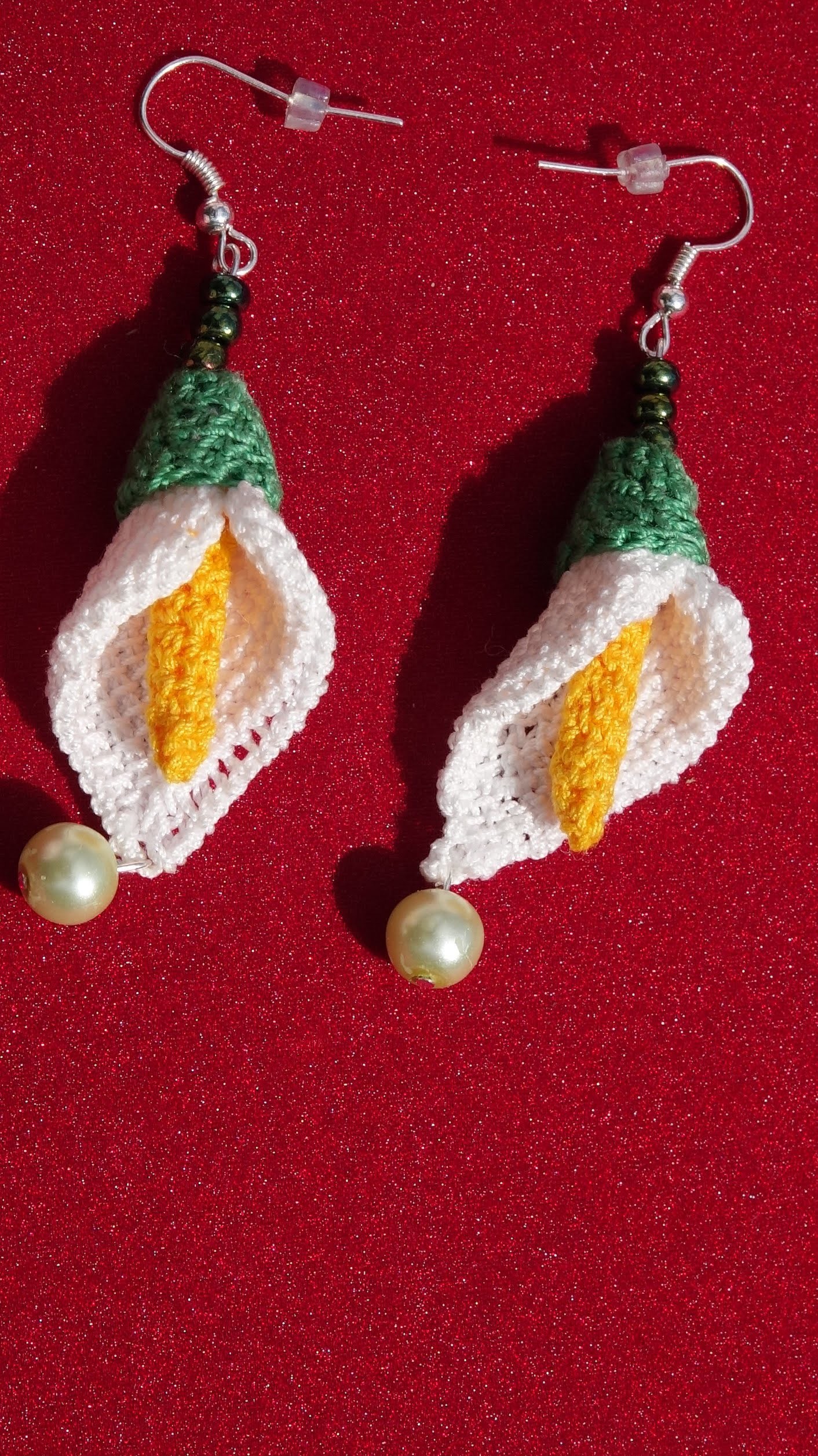 Aretes o pendientes a crochet. how to crochet calla lily flower earings