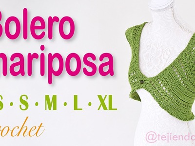 Bolero o torera mariposa tejido a crochet para mujeres en 5 tallas: XS·S·M·L·XL
