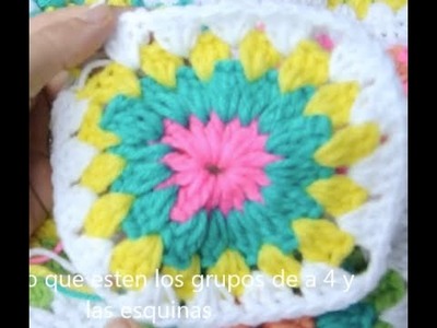 Cómo hacer paso a paso un cuadrado a crochet  FACIL para una manta a colores!