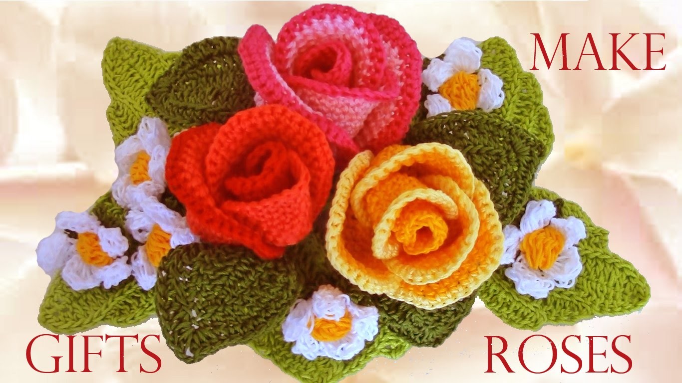Como tejer rosas a crochet  - Make easy Knitting beautiful bouquets of roses