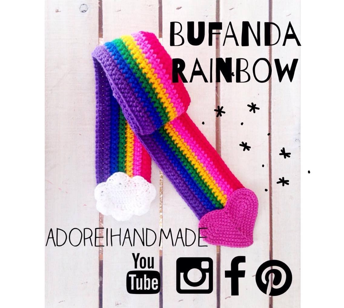 Aplique Corazon crochet para Bufanda Rainbow video 3
