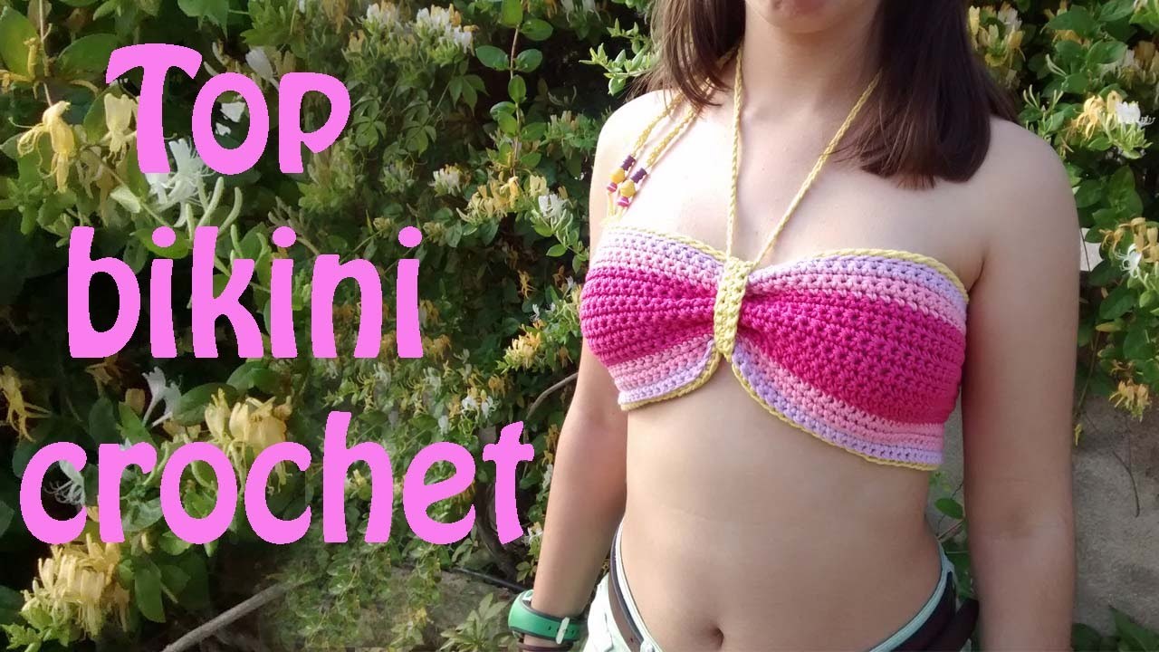 Cómo hacer top bikini de ganchillo. How do crochet bikini top.