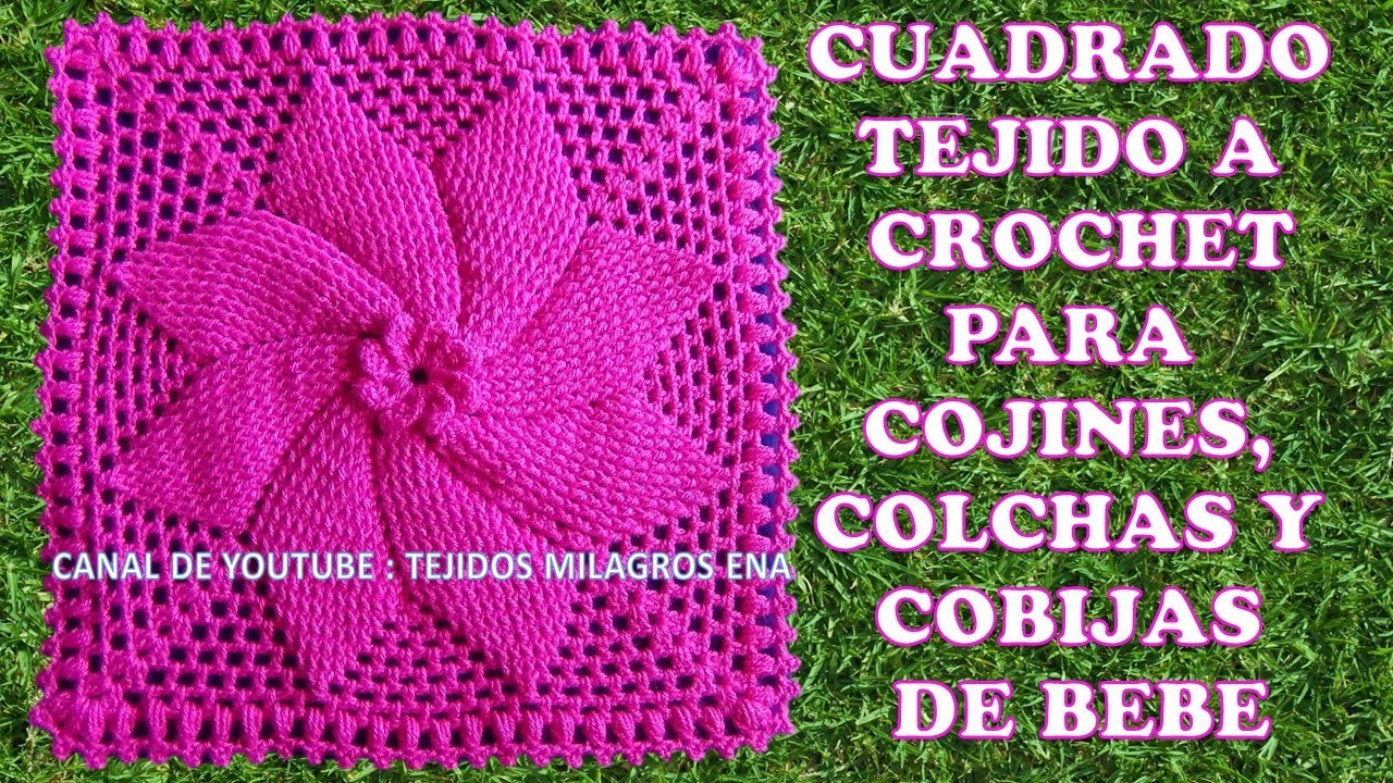Cuadrado tejido a crochet # 2 para cojines, colchas y cobijas para bebe