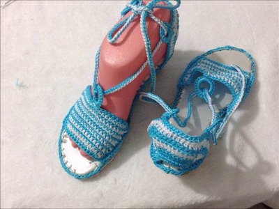 Zapatos tejidos Sandalias tejidas. Crochet, gancho Parte 2