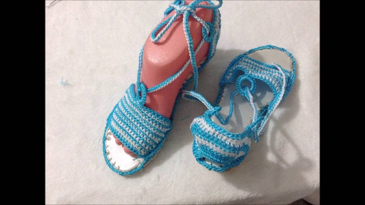 Zapatos tejidos Sandalias tejidas. Crochet, gancho Parte 2