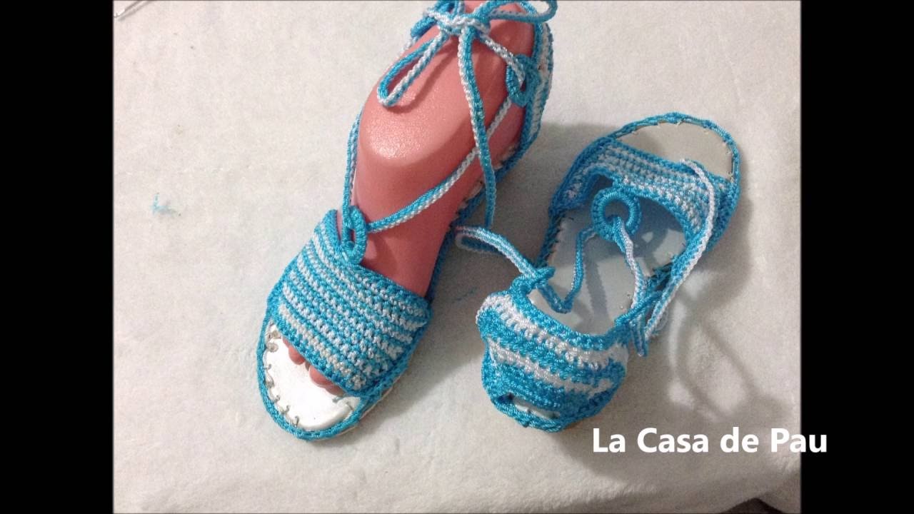 Zapatos tejidos sandalias tejidas a crochet, gancho Parte 1