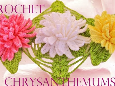 Como tejer fácil y rápido lindas flores Crisantemos - How to make Knitting chrysanthemums
