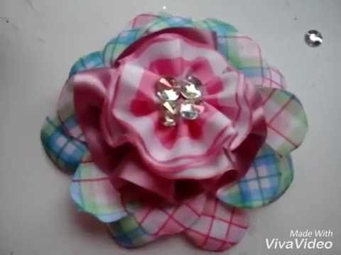 FLOR RAPIDA Y FACIL EN LISTON +HOW TO MAKE A RIBBON FLOWER, BOWS, TIARAS, VALERINAS,RIBBON,