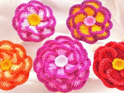 Como hacer flores fáciles y bonitas - Make Knitting beautiful easy flowers to give