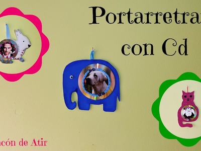 MARCO DE FOTOS O PORTARRETRATO CON CD. Gato, elefante, caracol, conejo