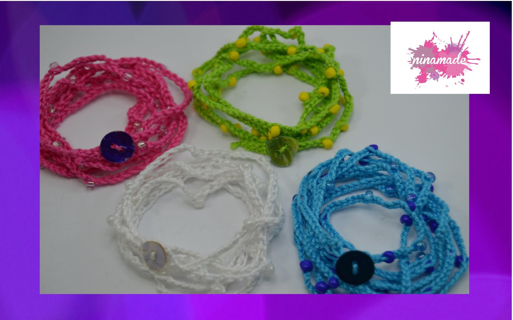 DIY. Como hacer una pulsera de hilo y perlas. How to make yarn and pearl bracelet