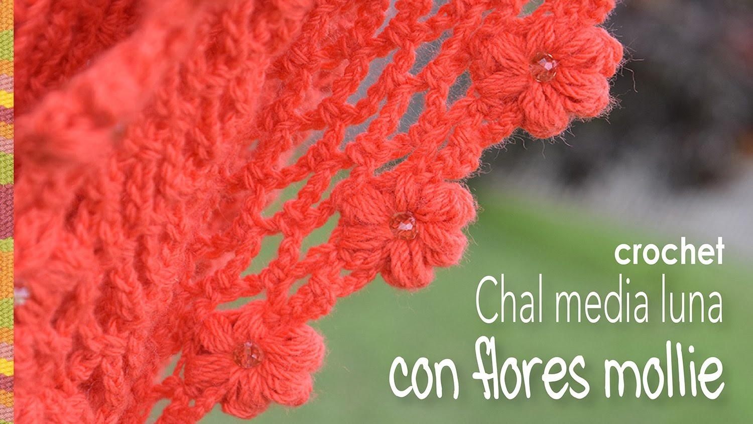 Chal media luna con flores mollie a crochet - Mollie flower crescent moon shawl (English subtitles)!