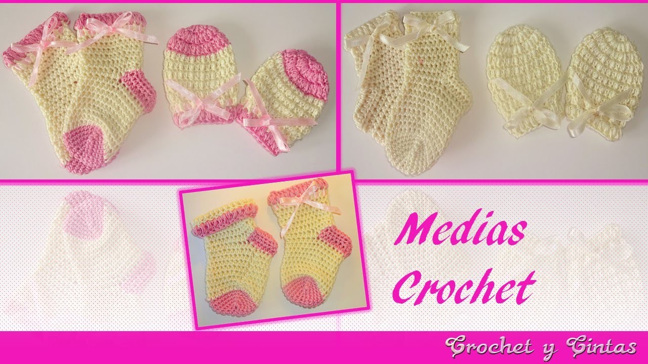 Medias -  calcetines tejidos a crochet (ganchillo) para bebés