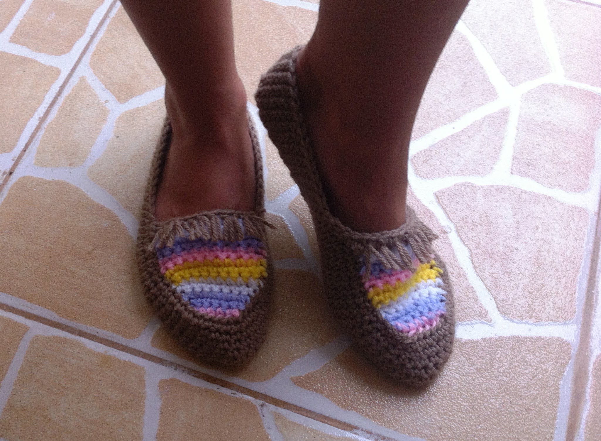 Zapatillas tejidas a crochet super facil para todas las tallas parte 2.2
