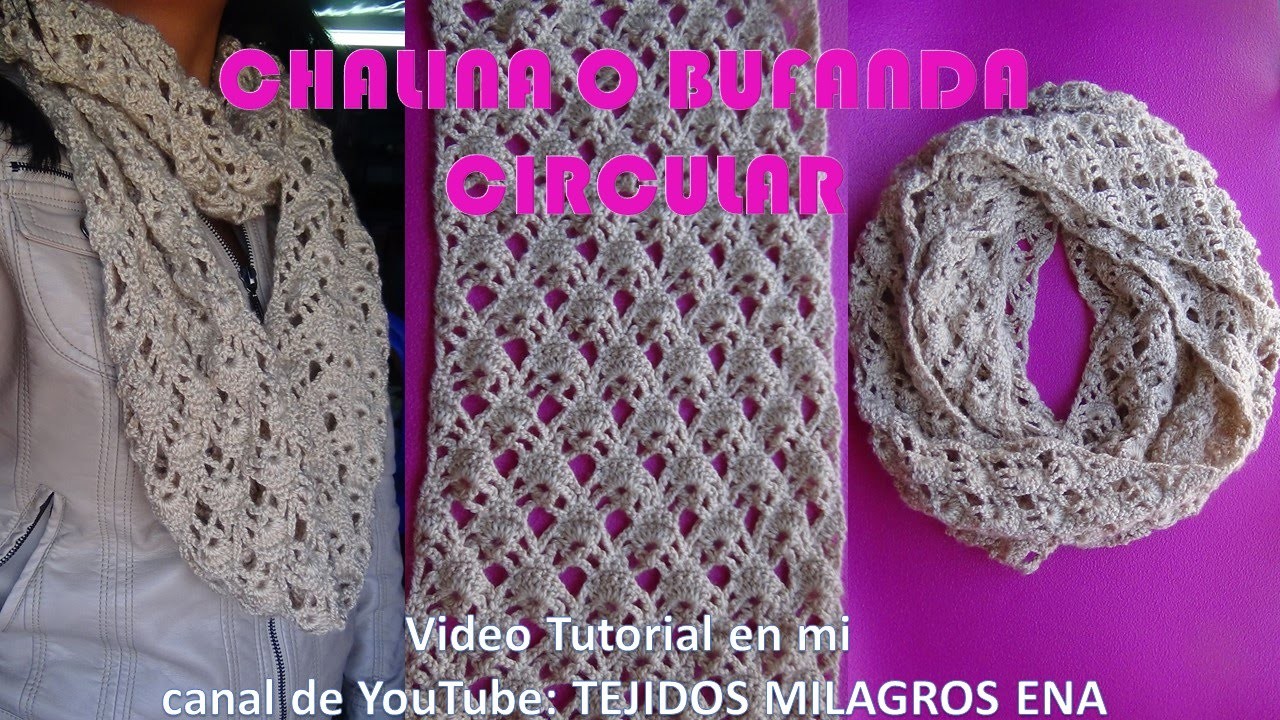 Bufanda o Chalina Circular tejida a crochet fácil y rápido