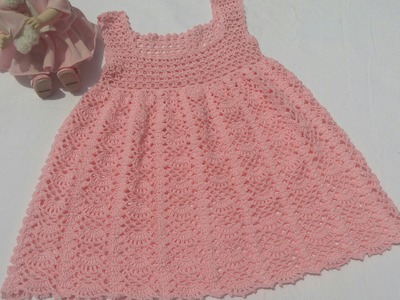 Vestido para niña tejido a crochet o ganchillo