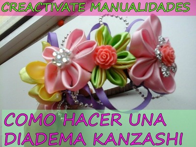 Como hacer una Diadema Kanzashi ,  How to make a Kanzashi hairbow, Vincha kanzashi,
