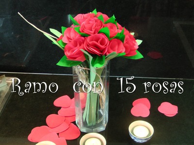 Arreglo Floral con 15 rosas + tutorial rosas de papel. Centerpiece