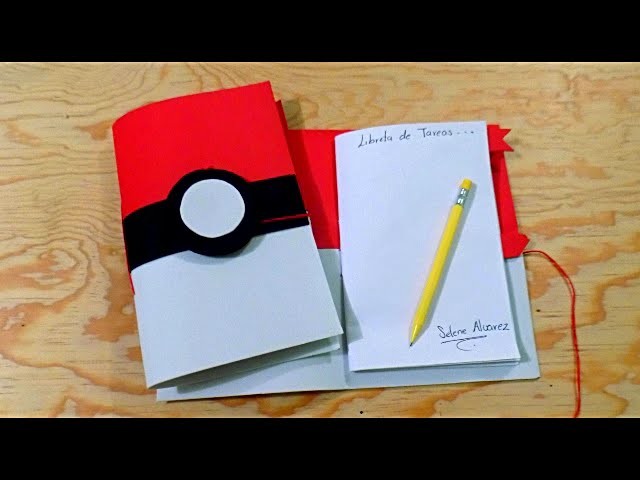 DIY Haz tu propia Libreta.Agenda de Pokebola PIKACHU -Pokemon Go Manualidades  (Encuadernado Basico)