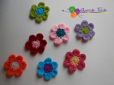 Flor de 6 petalos a crochet - How to crochet a petal flower ENGLISH SUB