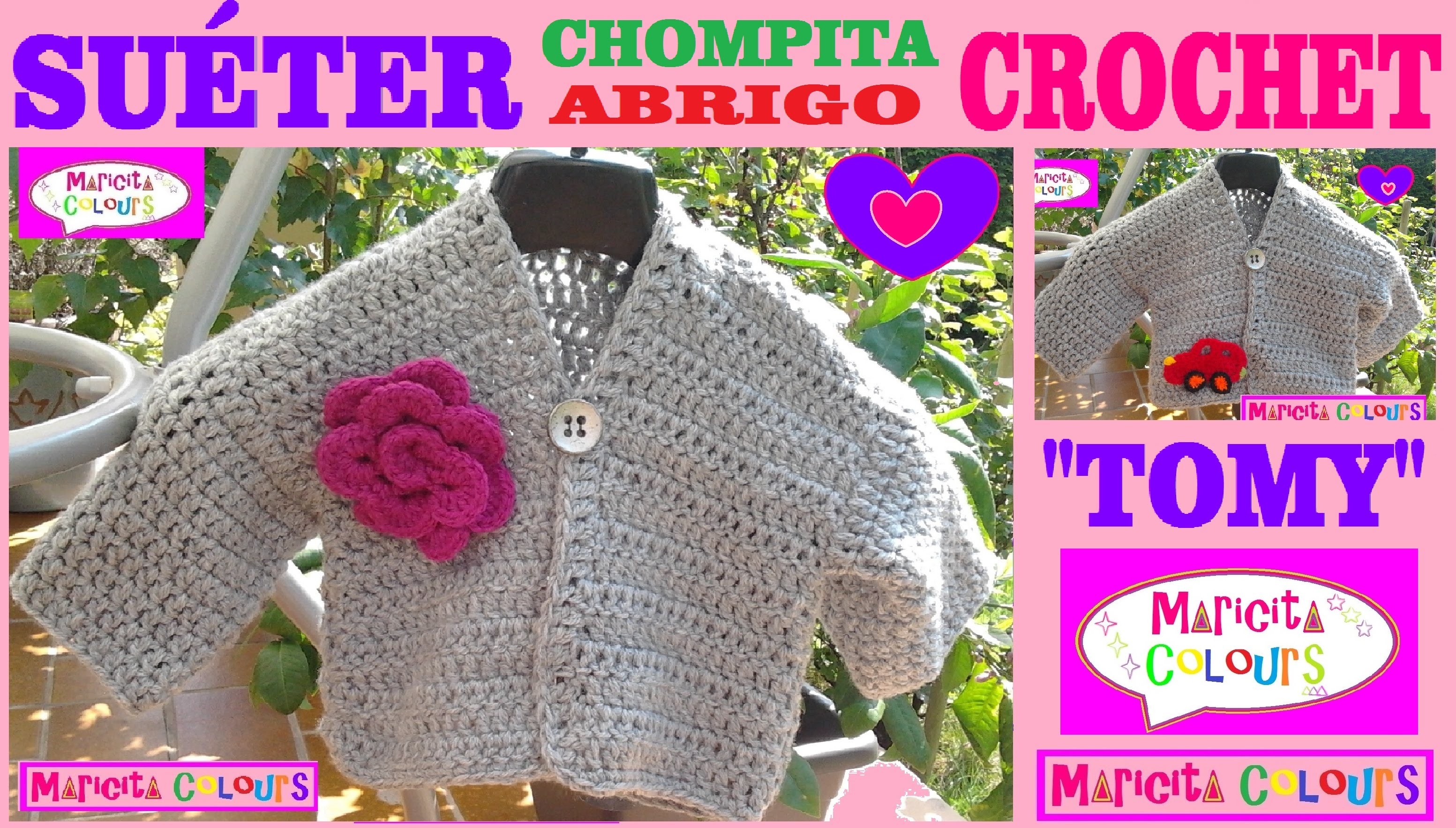 Suéter Básico, Abrigo a Crochet "Tomy" Tutorial por Maricita Colours