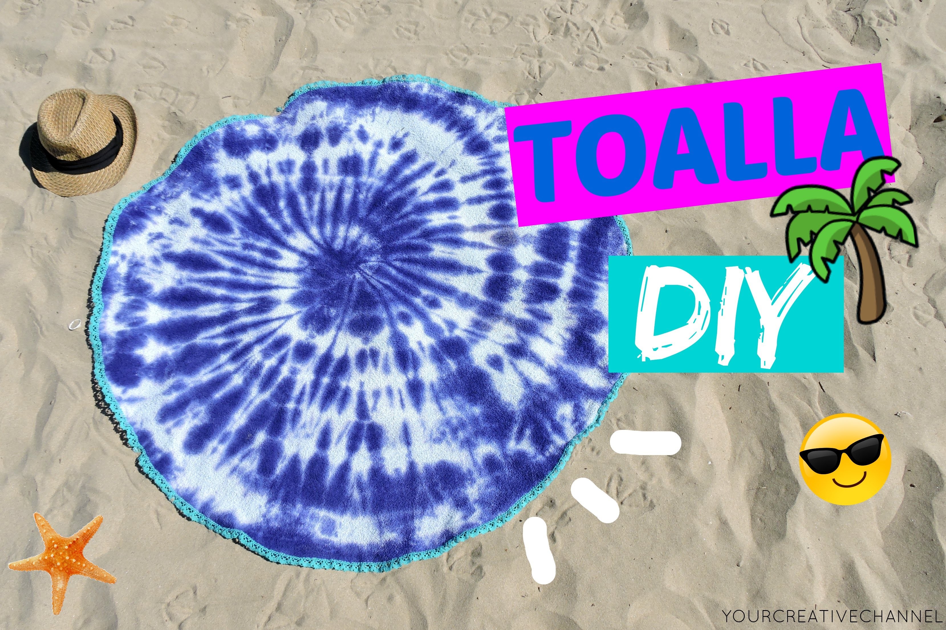 DIY Verano - Toalla redonda teñida - Summer DIY - round towel tie dye
