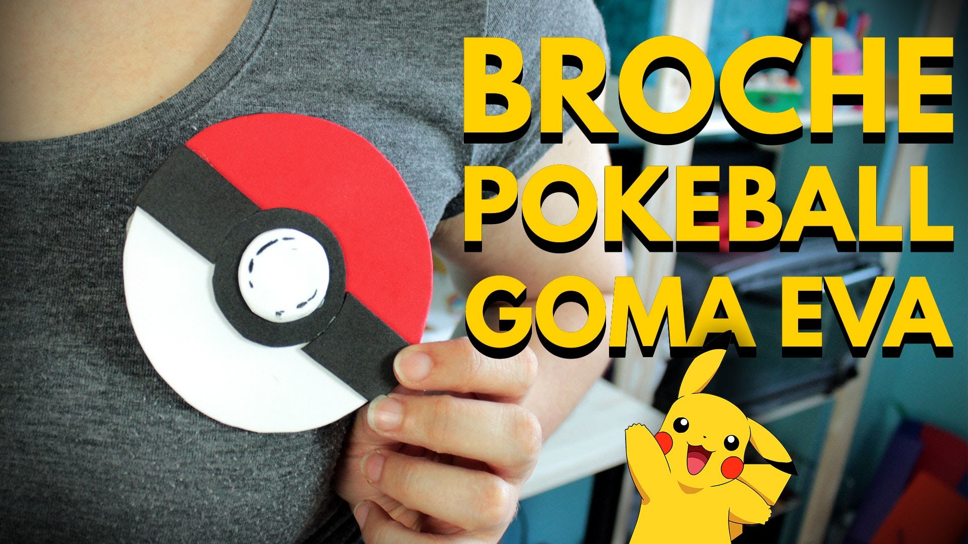 Manualidades con goma eva: BROCHE POKEBALL EN 5 MINUTOS. Pokemon Go.