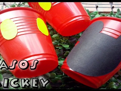 DIY Idea divertida decoracion de vasos para fiesta tema mickey mouse