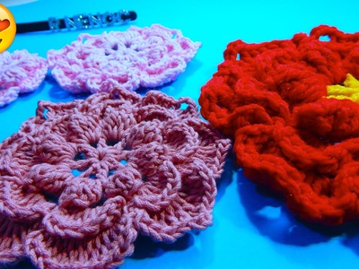 Flor doble capa 8 petalos Ganchillo Double Layer crochet Flower DIY