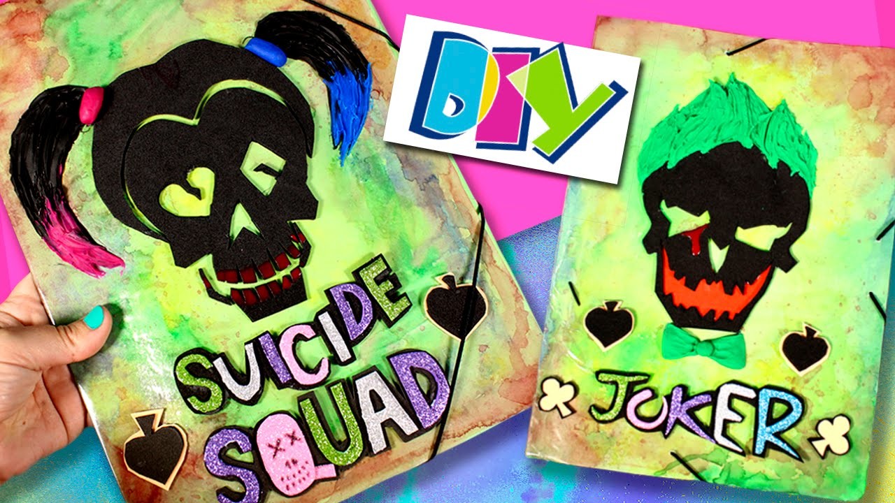 Carpetas decoradas ESCUADRON SUICIDA * DIY SUICIDE SQUAD Harley Quinn & Joker