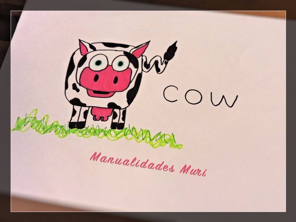 Como Dibujar una Vaca con la Palabra "Cow" diy for kids