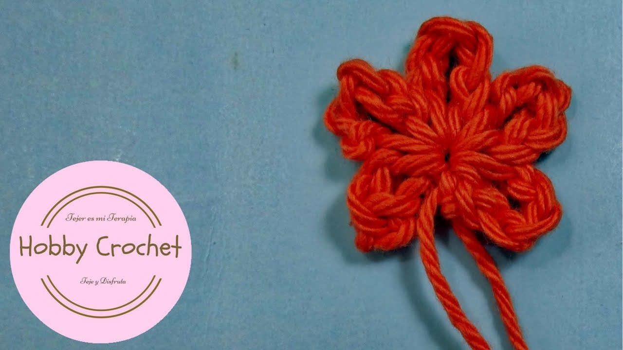 Flor de cadenetas con círculo mágico a crochet