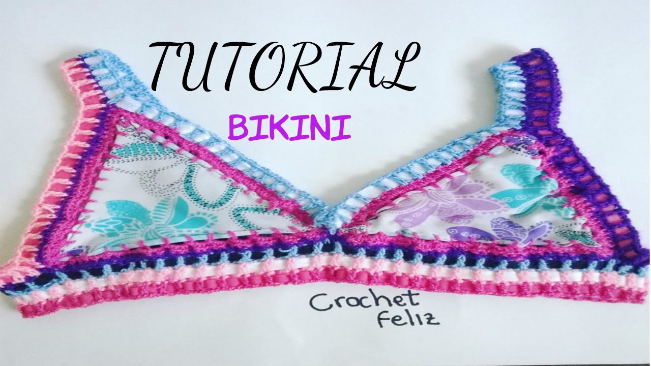 Cómo Hacer un BIKINI a Crochet con Tela - TUTORIAL - Top