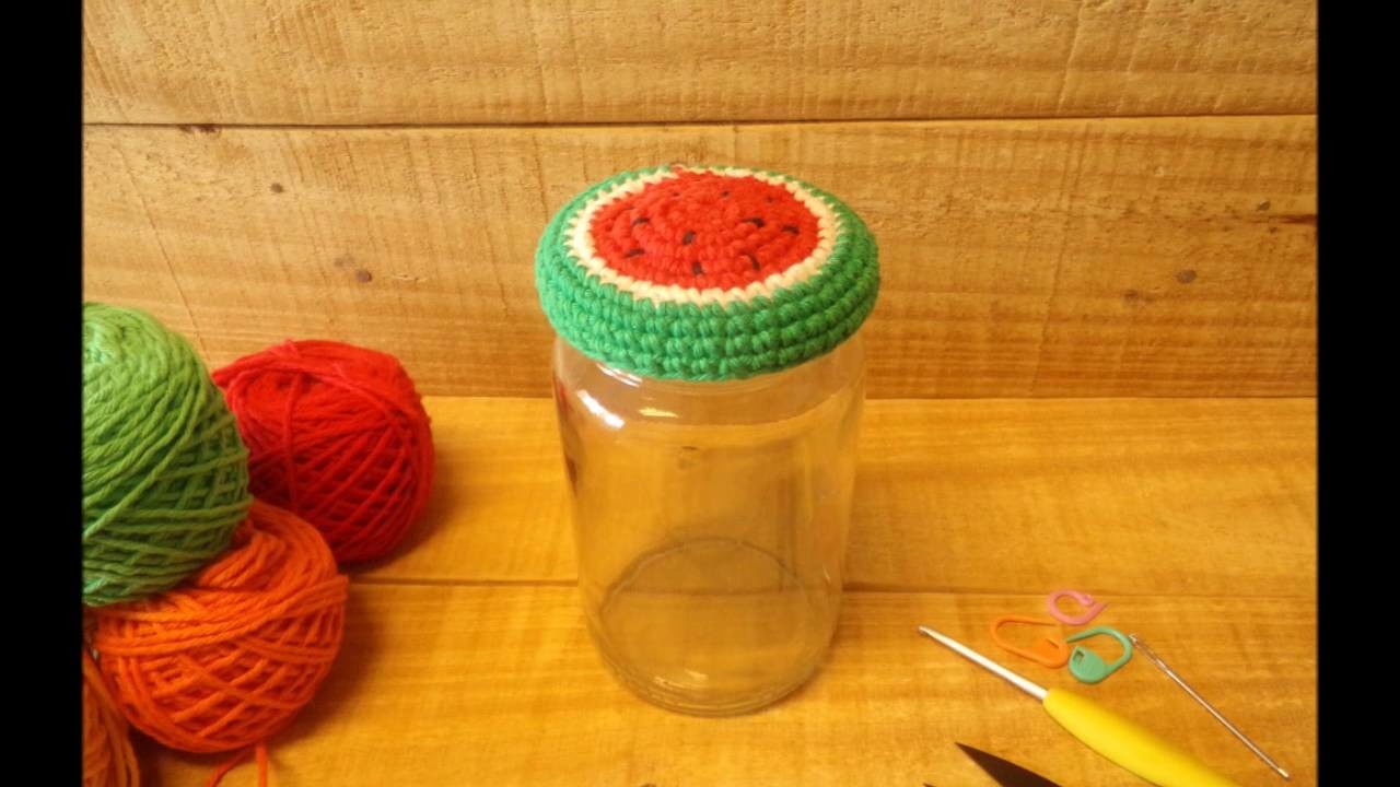 Funda en crochet para tapas de frascos