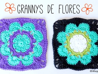 GRANNY SQUARE de FLOR a crochet | tutorial paso a paso · Ahuyama Crochet