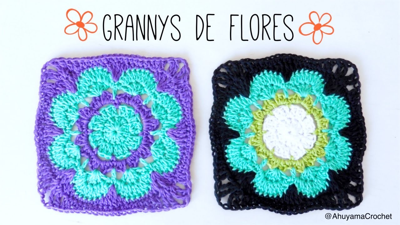 GRANNY SQUARE de FLOR a crochet | tutorial paso a paso · Ahuyama Crochet