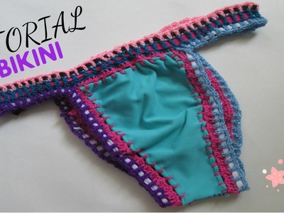 Bikini a Crochet - Ganchillo con tela TANGA --Paso a Paso